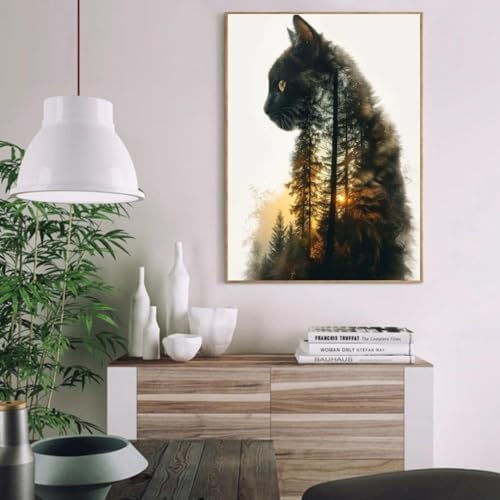 Clendo Forest Cat Paint by Numbers for Adults, Painting by Numbers Kit on Canvas for Beginners, Adults' Paint-by-Number Kits Oil Painting Kits for Gift Home Wall Decor 16x20 Inch - Image 4