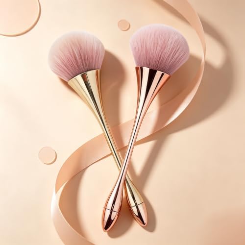 Nail Dust Brush 2 Pcs Set Nail Clearing Brushes Gold & Champagne Color - Image 6