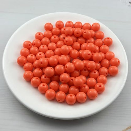 100pcs Acrylic Round Beads for Crafts 12mm Resin Candy Color Spacer Beads with Hole for Jewelry Making Sewing Crafts Decoration Necklaces Bracelets Earrings Supplies(Orange) - Image 2