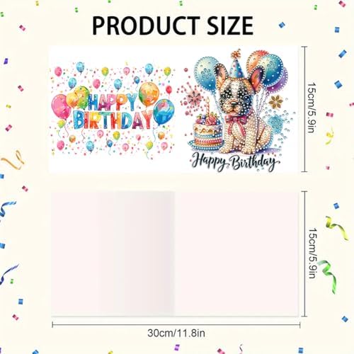 6PCS Diamond Art Painting Greeting Cards Kit, Birthday Themed DIY Card Making Set with Crystals and Envelopes, Creative Craft for Adults, Fun Party Activity and Personalized Gift - Image 2