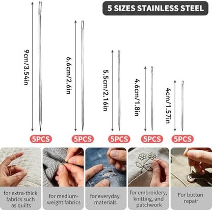 Jlpawsecc 44 Pcs Sewing Kit for Adults and Beginners, Big Eye Steel Sewing Needles Kit for Hand Sewing with Needle Threader, Seam Ripper, Threads and Thimbles - Image 7