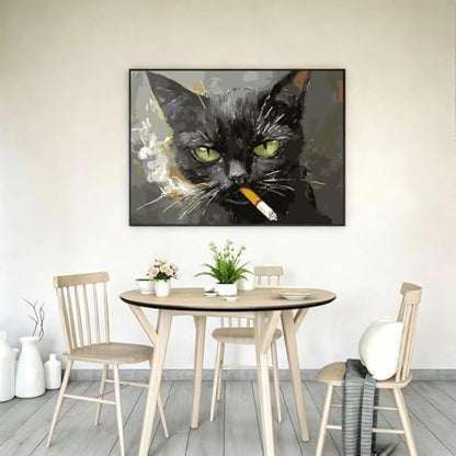 GEMFAMILY Paint by Numbers Cat DIY Painting On Canvas,by Number Smoking Cat in Stained by Numbers Kit for Adults Beginner,Acrylic Simple Oil Paint by Number Kits for Home Wall Decor 16 x 20 inch - Image 4