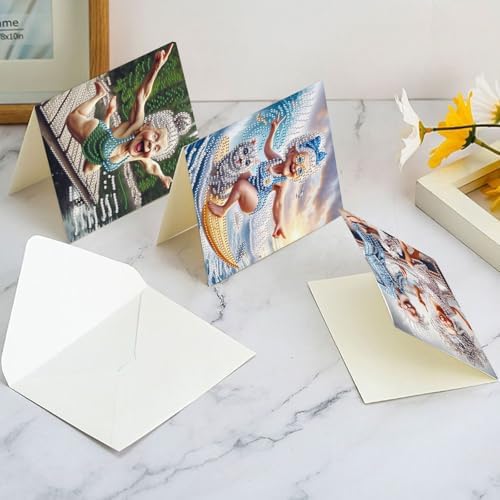 MVVMTOP 6pcs Diamond Painting Greeting Cards for Blessings and Wishes, Grandma DIY Special Shape Crystal Diamond Art Partial, Surface flash Paper Material, DIY Gifts for Christmas Thanksgiving Day - Image 7