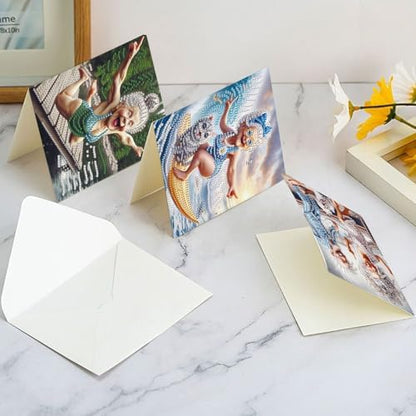 MVVMTOP 6pcs Diamond Painting Greeting Cards for Blessings and Wishes, Grandma DIY Special Shape Crystal Diamond Art Partial, Surface flash Paper Material, DIY Gifts for Christmas Thanksgiving Day - Image 7