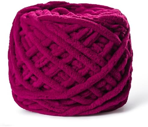 Plush Chenille Chunky Yarn 100g (49.2yd) - Fluffy Velvet Yarn Crochet for Blanket Knitting and Crocheting - Baby Yarns for Crocheting Soft - Amigurumi Yarns (Angola Red) by OMoiut