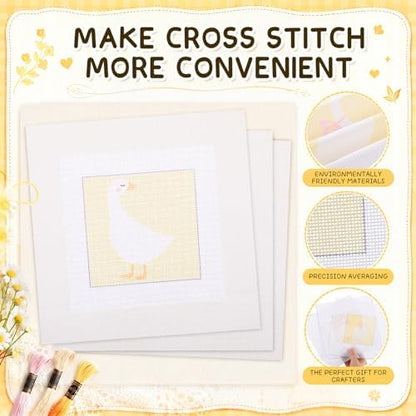 3 Pcs 18 Mesh Goose Needlepoint Canvas with Tape, 8" x 8" - Image 4