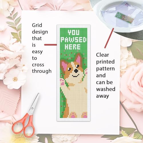 ORIGACH 6 Set Cute Dog & Book Cross Stitch Bookmark Kit for Beginner - Image 3
