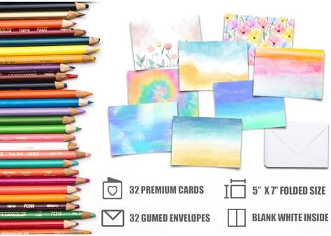 Card Making Supplies, Card Making Kit For Adults And Kids, 32 Blank Greeting Cards & Envelopes With Reusable Stamps DIY Greeting Card Set - Thank You Birthday Mother's Day Christmas Congradulation - Image 2