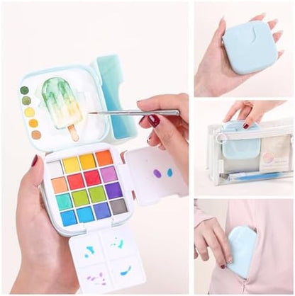 Watercolor Paint, Mini Travel 16-Color Solid Watercolor Kit Gift Set - Image 3