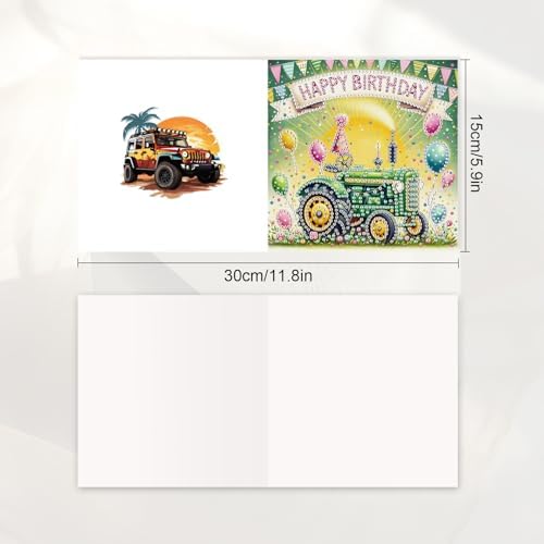 JISHSHAY 6 PCS Diamond Painting Happy Birthday Cards Car Diamond Art Greeting Cards with Envelopes Cake Gem Art Gem Painting Embroidery Kit Mosaic Kits for Adults with Special Shape Drills - Image 2