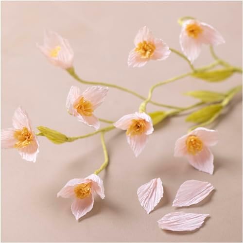 Creotime Creativ Company Mini Craft Sets Crepe Paper Flowers Cherry Branch - for Making Beautiful Crepe Flowers - Image 3