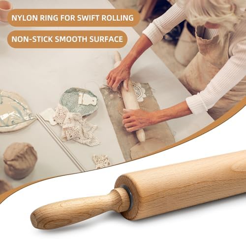 Professional Clay Rolling Pin, 17 Inch Non-Stick Clay Roller for Pottery and Slab Making –Duty Pottery Tool with Ergonomic Handles, Essential for Art Studios - Image 5