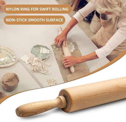 Professional Clay Rolling Pin, 17 Inch Non-Stick Clay Roller for Pottery and Slab Making –Duty Pottery Tool with Ergonomic Handles, Essential for Art Studios - Image 5