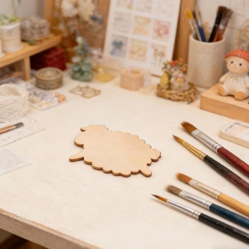 50pcs Sheep Decor: Unfinished Animal Wood Cutout - Sheep Shape Wooden Craft Blank for Holiday Painting Birthday Party Wedding Decoration - Image 5