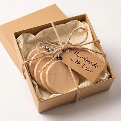 24 Pieces 1.5 Inch Round Wood Keychain Blanks, Unfinished Wood Crafts with Stainless Steel Rings for Laser Engraving, DIY Personalized Gifts, Pet Tags, Christmas Decorations - Image 5