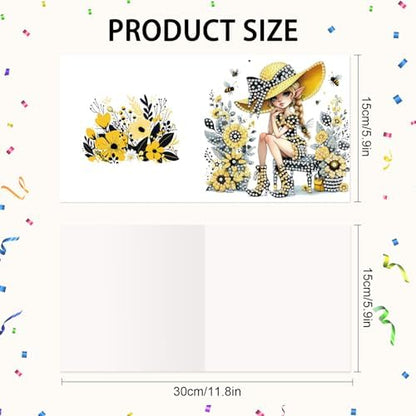 LazyFold 6Pcs DIY Diamond Art Painting Greeting Cards with Envelopes, Yellow Theme All Occasion Note Card Kit for Women, Handmade Thank You Birthday Friendship Cards Gift - Image 2
