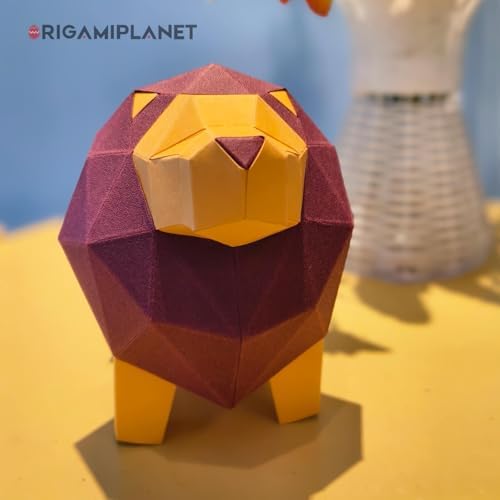 Lion 3D Origami Paper Craft Kit, Creative Handmade Paper Sculpture Art for Home Decor, Unique Pre-Cut DIY Cute Animal Models Origmai Papercraft Set, Present for Teens & Adults - Image 5