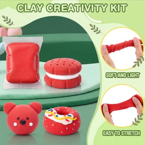 Air Dry Clay Bulk, Modeling Clay for Kids, 100 Pcs, Red - Image 3