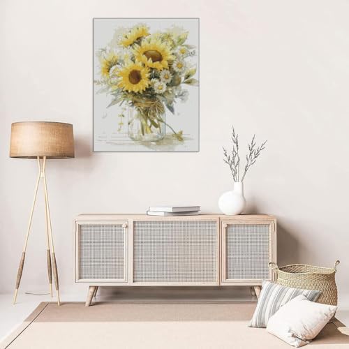 MYBISYMQQ Stamped Cross Stitch Kits - Flower Embroidery Starter Kit for Adult Beginners, Cross Stitch Kits Embroidery Kit Arts and Crafts for Beginners,Crafts for Home Wall Decor 15.7x11.8 inches - Image 5