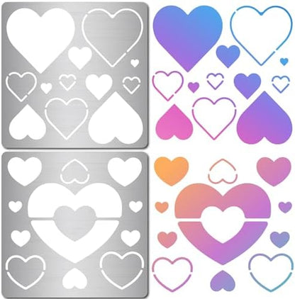 GORGECRAFT 2 Styles Love Heart Metal Stencil Reusable Hearts Stainless Steel Journal Jewelry Shape Template for Making Earrings Wood Burning Scrapbooking Canvas Furniture Pyrography Engraving Crafts by GORGECRAFT