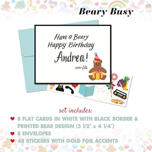 Mrs. Grossman's Design Your Own Sticker Notecards, Beary Busy - Image 2