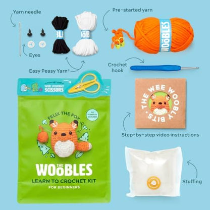 The Woobles Beginner Crochet Kit with Scissor - Felix the Fox - Image 2