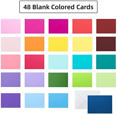 48 Pack Blank Folded Cards and Envelopes Colored Cards White Envelopes 5 x 7 Inch Colorful Greeting Cards 24 Assorted Colors Heavy Weight for Greeting,Invitation,Card Making - Image 6