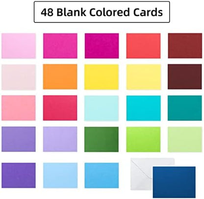 48 Pack Blank Folded Cards and Envelopes Colored Cards White Envelopes 5 x 7 Inch Colorful Greeting Cards 24 Assorted Colors Heavy Weight for Greeting,Invitation,Card Making - Image 6