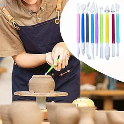 9 Pcs Clay Sculpting Tools Set, Double-Ended Plastic Air Dry Clay Tool Kit, Clay Tool for Pottery, Polymer, Air Dry Clay, Ceramic, Modeling, Shaping, DIY Crafting - Image 5