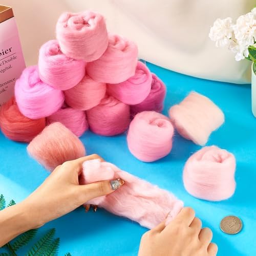 75G Needle Felting Wool Pink Wool Roving for Needle Felting Multicolor Soft Spinning Wool Bulk for Felting DIY Crafts Hand Spinning Supplies - Image 3