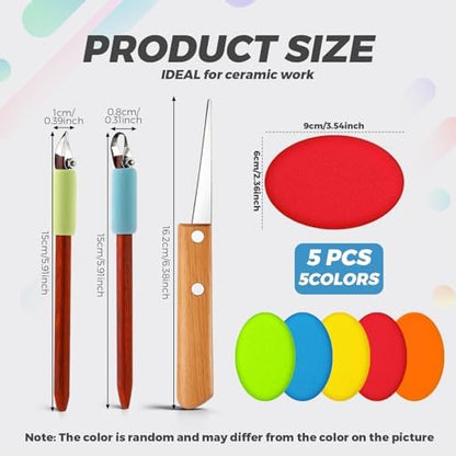 Leriton 2 Pack Clay Carving Tools Pottery Scrapers, Set 1, Multicolor - Image 2