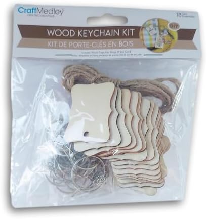 DIY Wood Keychain Making Craft Kit - Makes 18 Keychains (Bracket Border) - Image 3