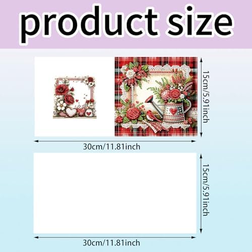 6pcs Lakeside Rose Flowers Vase Diamond Art Painting Greeting Cards Kit with Envelopes, 5D DIY Special Shaped Card Making Kits for Adults, Holiday Birthday Postcards Craft Gifts - Image 2