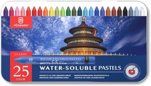 25 Colors Water-Soluble Pastel Crayons Set, Multi-Technique Art Kit with Brush & Palette, Versatile for Watercolor, Oil Pastel & Ink Effects, Easy Blending for Beginners, Sketching & Creative Drawing by ColorYourWorldwithiCrayon
