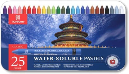 25 Colors Water-Soluble Pastel Crayons Set, Multi-Technique Art Kit with Brush & Palette, Versatile for Watercolor, Oil Pastel & Ink Effects, Easy Blending for Beginners, Sketching & Creative Drawing by ColorYourWorldwithiCrayon