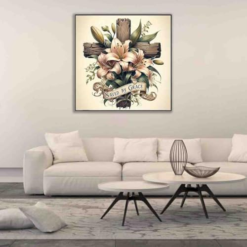 DYAIANGMU Flower Stamped Cross Stitch Kit for Adults 13.7x13.7 inches - Image 3