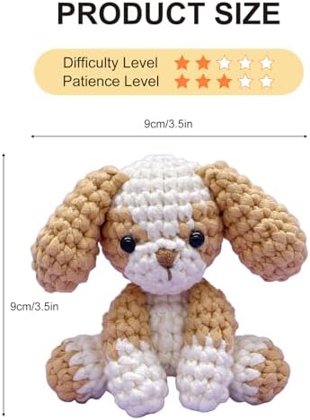 Cute Puppy Crochet Kit for Beginners, Learn to Crochet Animal Starter Set with Video Tutorial & Crocheting Manual, Easy Yarn Knitting Kit for Adult, Stuffed Dog Craft Doll Xmas Gift - Image 3