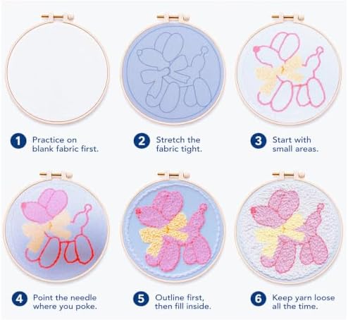 Pink Puppy Punch Needle kit for Beginners Adults, with Embroidery Hoop - Image 5