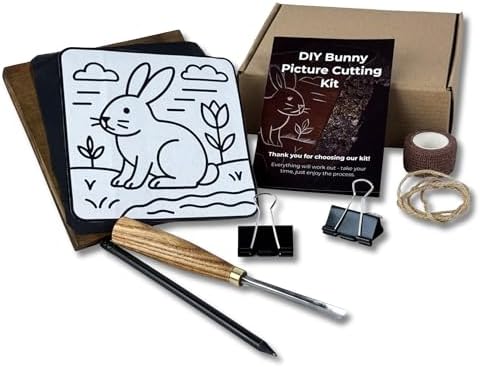 Sharky DIY Bunny Carving Kit with V-Chisel and Pre-Painted Board by SHARKYFORGEDSTEELTOOLS
