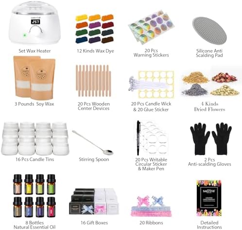 SAEUYVB Candle Making Kit for Adults with Electric Wax Melting Pot(White) - Image 2