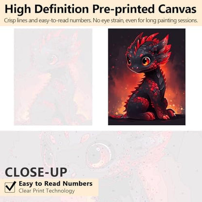TUMOVO Cute Little Baby Dragon Paint by Numbers Kit, 16x20 Inch Acrylic Painting Arts and Craft for Kid & Adult - Image 3