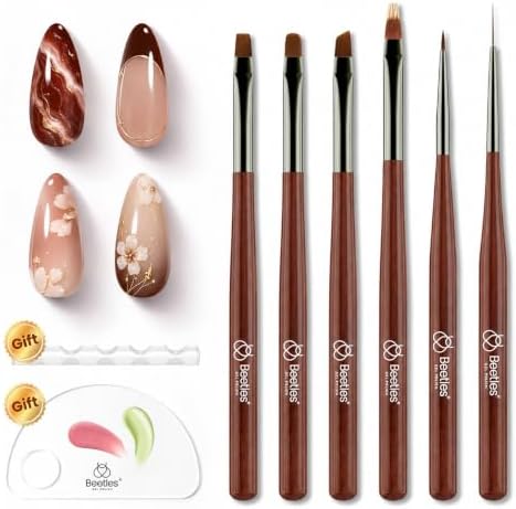 Beetles Gel Polish Nail Art Brushes, 6 Pcs Fingernail Art Design Pens by beetlesGelPolish