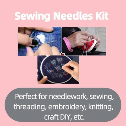 34 Pcs Big Eye Sewing Needles Kit 5 Size Stainless Steel Needles for Hand Sewing,Sewing Sharp Needles Embroidery Needles for Handmade Quilting DIY Sewing Fabrics (34) - Image 6
