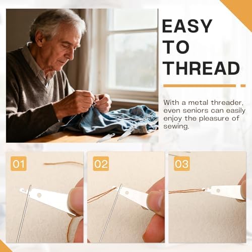 SHWAKK 37 PCS Travel Sewing Kit, Big Eye Steel Sewing Needle Threader Kit - Image 4