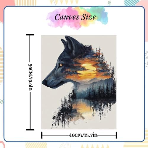 NZNANCHU Paint by Number for Adult,DIY Animal Painting Kits for Adults,Color by Numbers,Wolf Paint by Number Canvas Crafts Watercolor for Beginners Hoom Decor (Wolf) - Image 3
