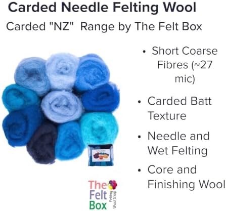 The Felt Box Needle Felting Wool Carded Batts Shade Pack 100 Grams 3.5 Oz- Blue - Image 2