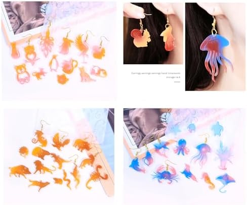 4 Piece Resin Earring Molds，53 Animal Shapes UV Resin Molds with Holes for Keychain Making Cats Dogs Bears Silicone Molds for Earring Necklace Pendant Jewelry Craft Supplies DIY Art Gift - Image 4