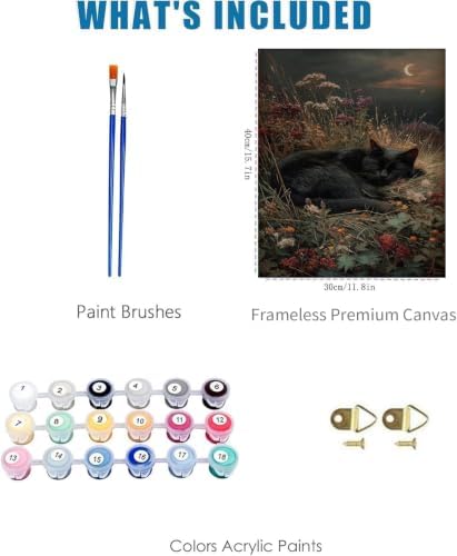 Gothic Cat Paint by Numbers Kit for Adults Framed Canvas, Frameworkless - Image 3