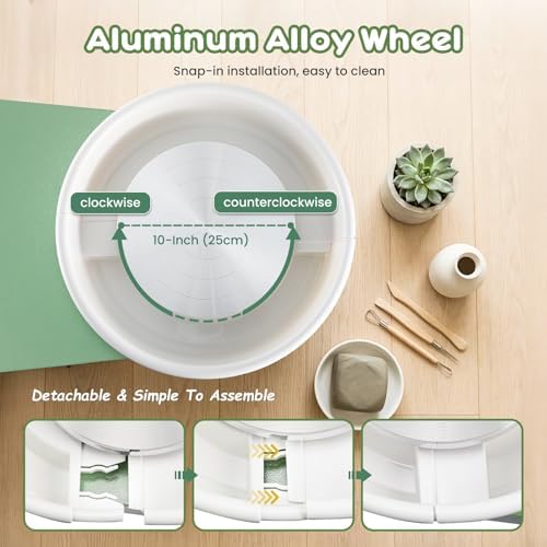 Huanyu Pottery Wheel Machine 10" with Foot Pedal for Adults Beginners - Image 4