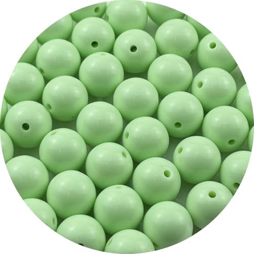 40pcs Acrylic Round Beads for Crafts 16mm Resin Candy Color Spacer Beads with Hole for Jewelry Making Sewing Crafts Decoration Necklaces Bracelets Earrings Supplies(Light Green) by Unknown
